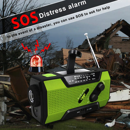 Emergency Weather Radio Solar/Hand Crank Charging, Battery Operated, SOS Alarm