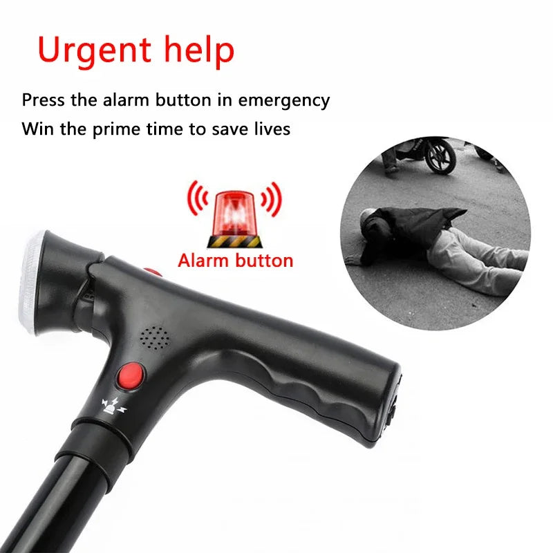 Collapsible Telescopic Walking Cane with LED and Double Handle.