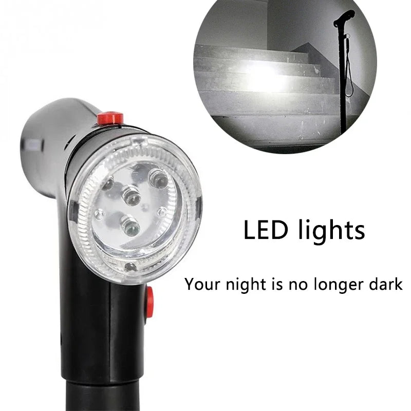 Collapsible Telescopic Walking Cane with LED and Double Handle.