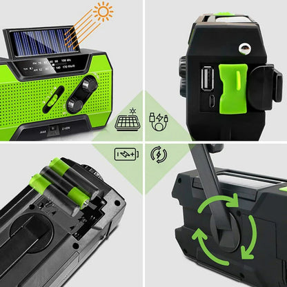 Emergency Weather Radio Solar/Hand Crank Charging, Battery Operated, SOS Alarm