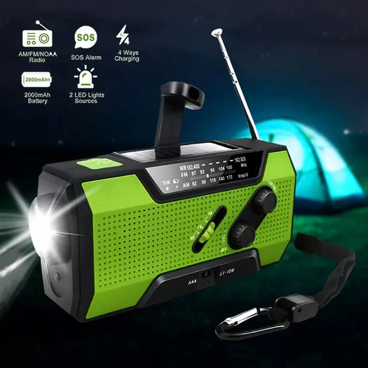 Emergency Weather Radio Solar/Hand Crank Charging, Battery Operated, SOS Alarm